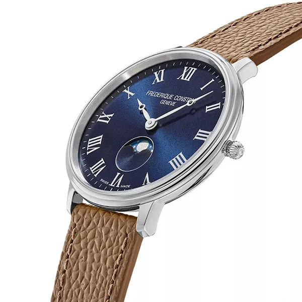 Đồng Hồ Nam Frederique Constant Classics Quartz Moonphase Watch Màu Nâu Xanh