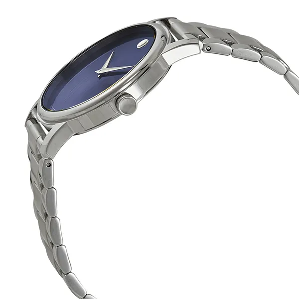 Đồng Hồ Nam Movado Classic Museum Quartz Navy Dial Men's Watch 2100015 Màu Bạc