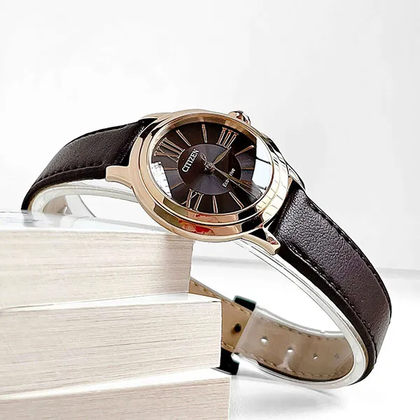 Đồng Hồ Nữ Citizen EM1163-09X Eco Drive Ceci Sapphire Brown Màu Nâu