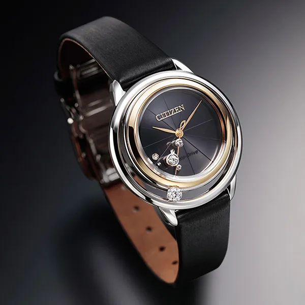 Đồng Hồ Nữ Citizen Sunrise Solitaire Limited Editinon Diamond Eco-Drive Watch EW5524-16E Màu Đen