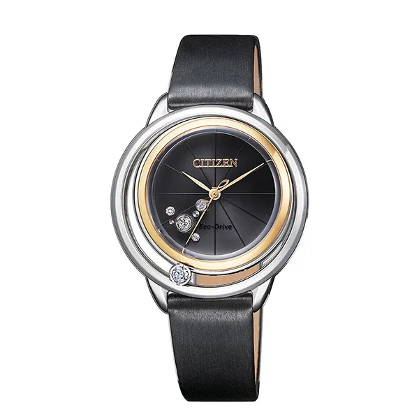 Đồng Hồ Nữ Citizen Sunrise Solitaire Limited Editinon Diamond Eco-Drive Watch EW5524-16E Màu Đen