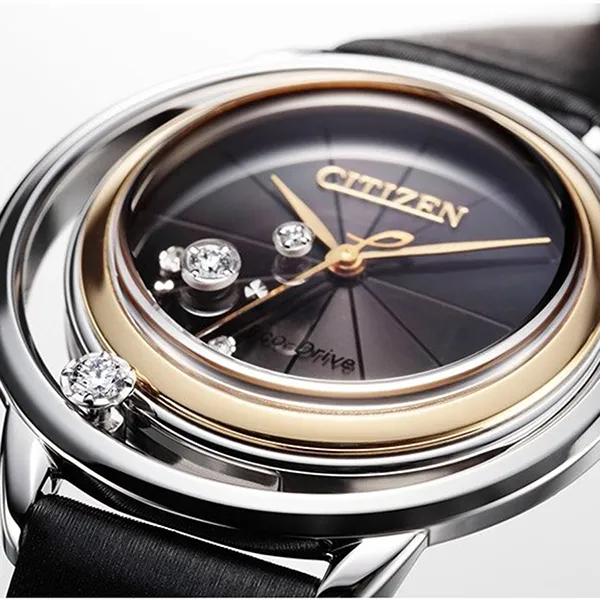 Đồng Hồ Nữ Citizen Sunrise Solitaire Limited Editinon Diamond Eco-Drive Watch EW5524-16E Màu Đen