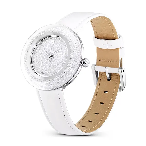 Đồng Hồ Nữ Swarovski Crystalline Lustre Watch Swiss Made, Leather Strap, White, Stainless Steel 5668887 Màu Trắng
