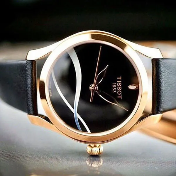 Đồng Hồ Nữ Tissot T-Wave T112.210.36.051.00 Watch 30mm Màu Đen/ Vàng Hồng