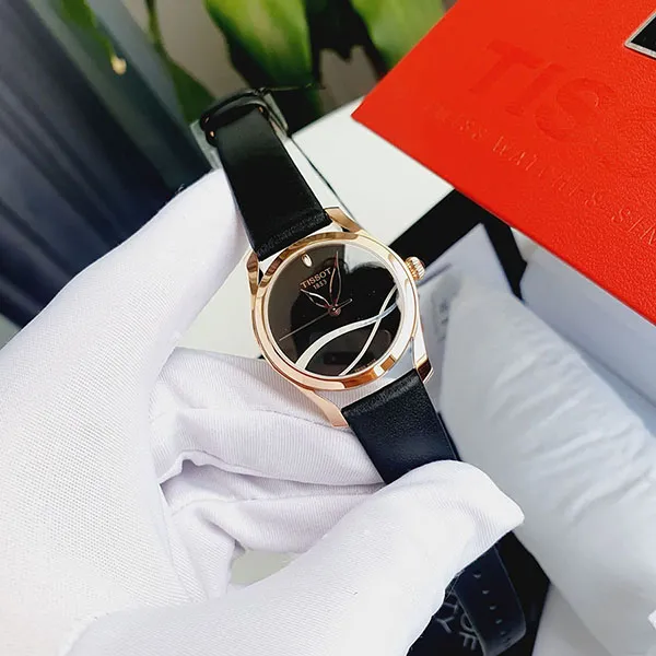 Đồng Hồ Nữ Tissot T-Wave T112.210.36.051.00 Watch 30mm Màu Đen/ Vàng Hồng