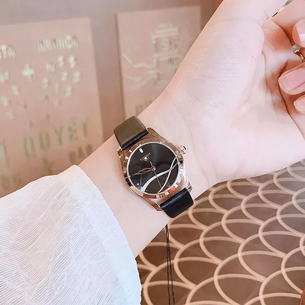 Đồng Hồ Nữ Tissot T-Wave T112.210.36.051.00 Watch 30mm Màu Đen/ Vàng Hồng