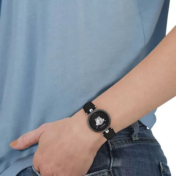 Đồng Hồ Nữ Versace Quartz Palazzo Empire Leather Watch 39mm Màu Đen
