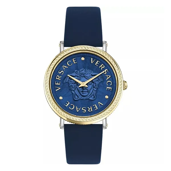 Đồng Hồ Nữ Versace V Dollar Leather Watch 37mm VEQX00322 Màu Xanh Navy