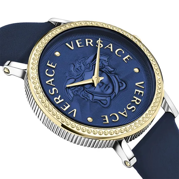 Đồng Hồ Nữ Versace V Dollar Leather Watch 37mm VEQX00322 Màu Xanh Navy
