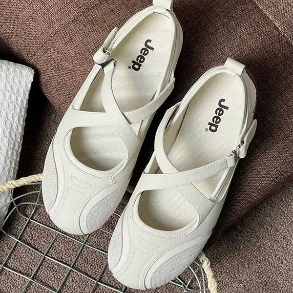 Giày Bệt Nữ Jeep Mary Jane Toe Ballet P661W13310 Màu Trắng Size 35