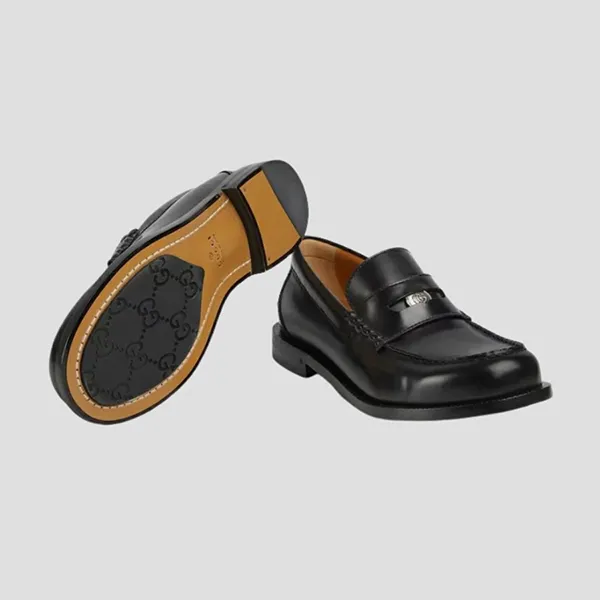 Giày Lười Nam Gucci Loafer GG Penny Leather In Black 831274 AAD7W 1000 Màu Đen Size 6