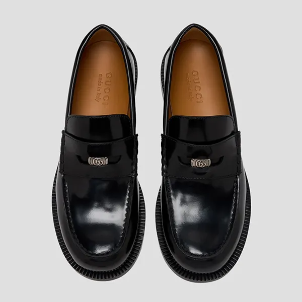 Giày Lười Nam Gucci Loafer GG Penny Leather In Black 831274 AAD7W 1000 Màu Đen Size 6