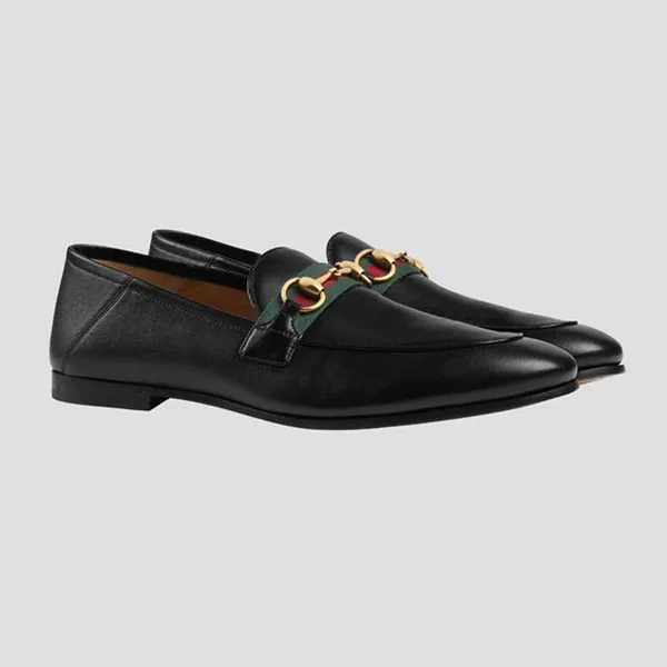 Giày Lười Nam Gucci Loafer Leather Horsebit In Black 581513 DLCC0 1078 Màu Đen Size 5