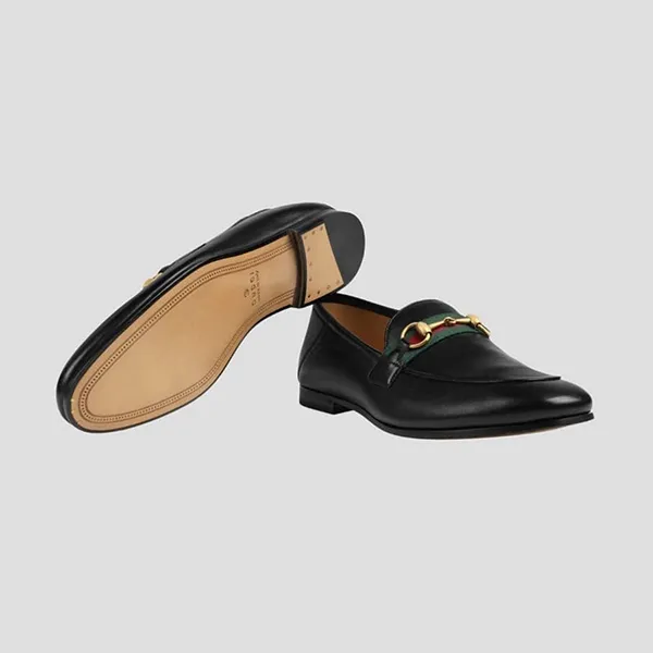 Giày Lười Nam Gucci Loafer Leather Horsebit In Black 581513 DLCC0 1078 Màu Đen Size 5