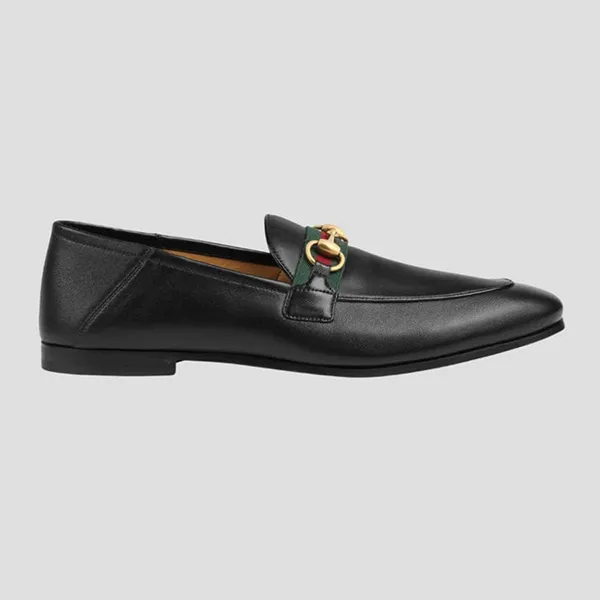 Giày Lười Nam Gucci Loafer Leather Horsebit In Black 581513 DLCC0 1078 Màu Đen Size 5