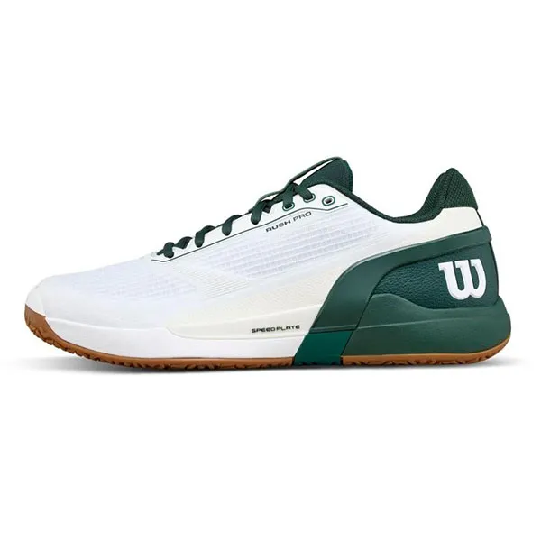 Giày Tennis/Pickleball Wilson Rush Pro 5 Omni WH/Sycam Shoes WRS340090U Màu Trắng Phối Xanh Lá Size 40