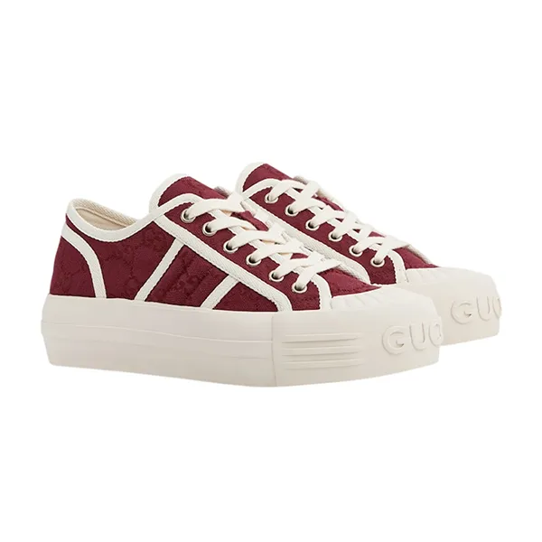 Giày Thể Thao Gucci Canvas Chunky Sneakers Màu Đỏ Trắng Size 36