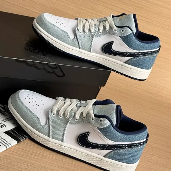 Giày Thể Thao Nam Nike Air Jordan 1 Low 'Denim' IH0648-141 Màu Xanh Trắng Size 40