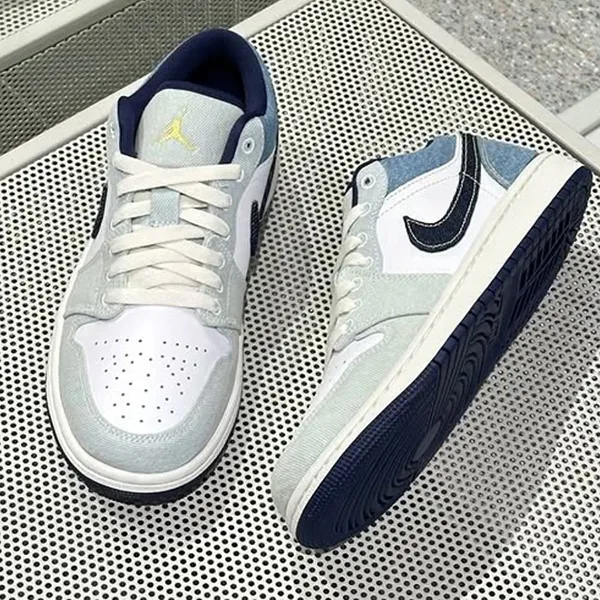 Giày Thể Thao Nam Nike Air Jordan 1 Low 'Denim' IH0648-141 Màu Xanh Trắng Size 40