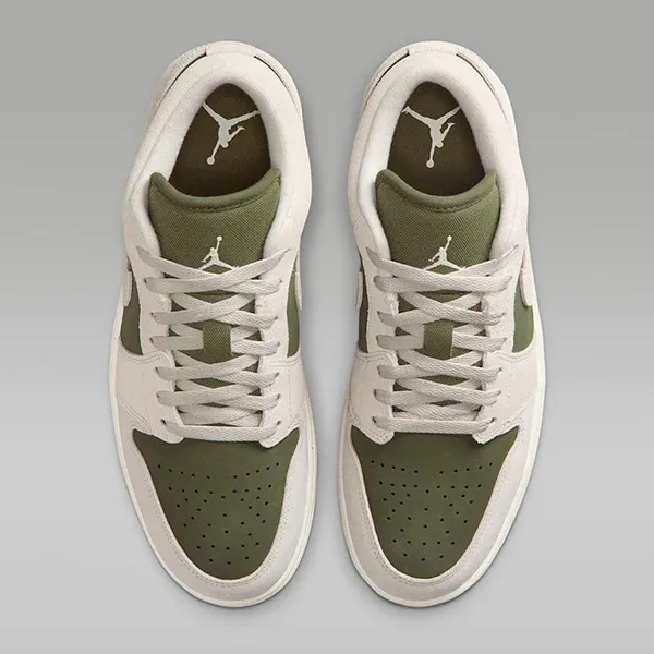 Giày Thể Thao Nam Nike Air Jordan 1 Low SE 'Medium Olive Sail' HV4089-201 Màu Xanh Trắng Size 40