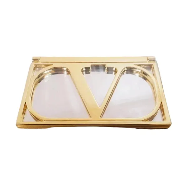Gương Trang Điểm Valentino V Logo Gold Hand-Held Lipstick Mirror Purse Compact Travel Pocket Màu Vàng Gold