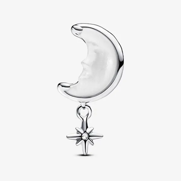 Hạt Vòng Charm Nữ Pandora 793594C01 Moon & North Star Màu Bạc