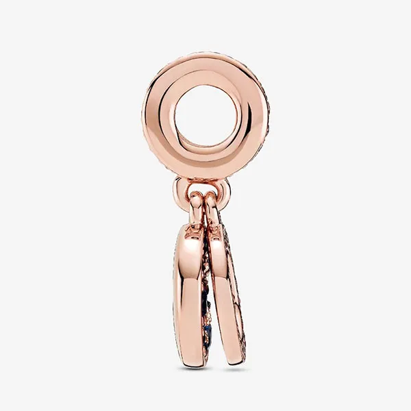 Hạt Vòng Charm Nữ Pandora Rose 789186C01 Sparkling Blue Disc Màu Xanh/ Vàng Hồng