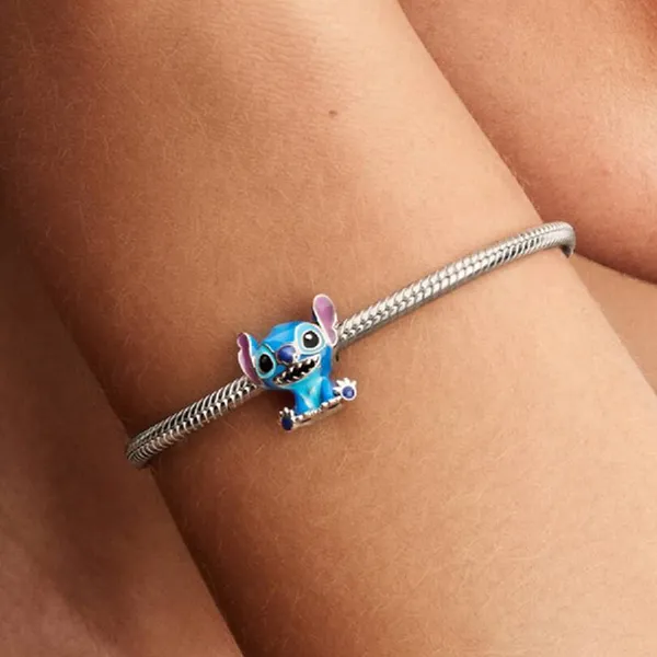 Hạt Vòng Charm Pandora Disney Stitch 793815C01 Màu Xanh