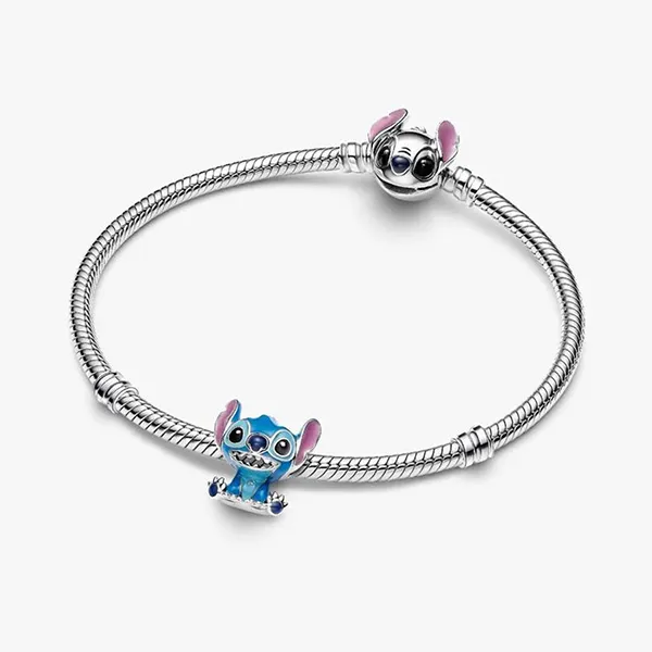 Hạt Vòng Charm Pandora Disney Stitch 793815C01 Màu Xanh