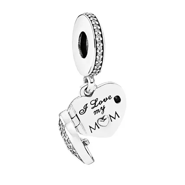 Hạt Vòng Charm Pandora I Love My Mom 792071CZ Màu Bạc