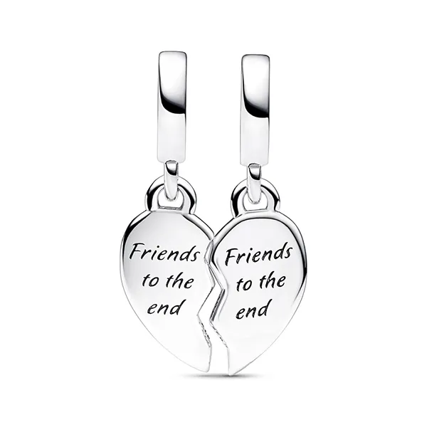 Hạt Vòng Charm Pandora Moments Hai Mảnh Ghép Hình Trái Tim 792743C01 Màu Bạc