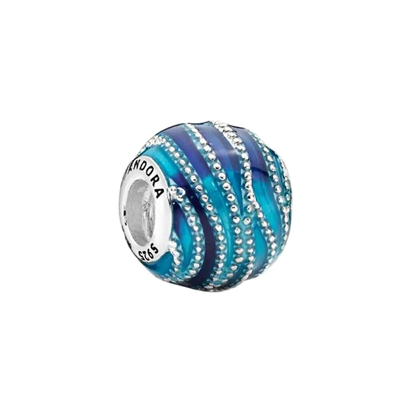 Hạt Vòng Charm Pandora Water Silver Charm With Mixed Blue Enamel Colours Màu Xanh Blue