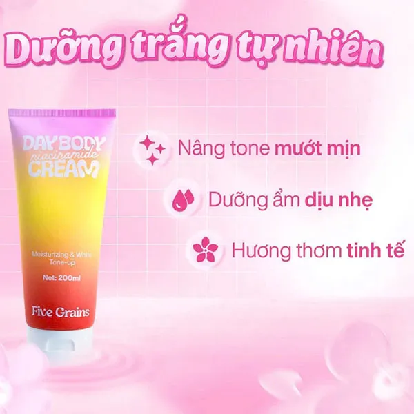 Kem Dưỡng Trắng Da Toàn Thân Five Grains Niacinamide Day Body Cream 200ml