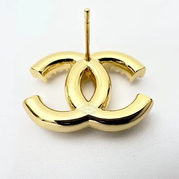 Khuyên Tai Nữ Chanel CC Logo Pearl And Rhinestone Earrings Màu Vàng Gold