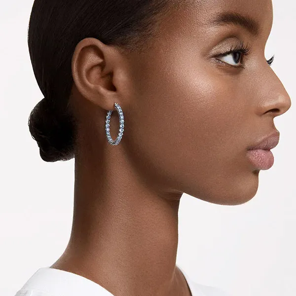 Khuyên Tai Nữ Swarovski Matrix Hoop Earrings 5647446 Màu Xanh Da Trời