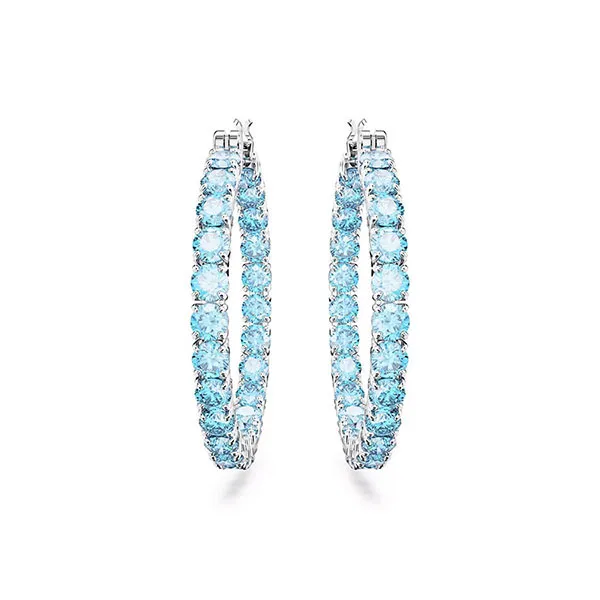 Khuyên Tai Nữ Swarovski Matrix Hoop Earrings 5647446 Màu Xanh Da Trời