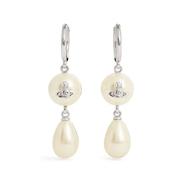 Khuyên Tai Nữ Vivienne Westwood Faux Pearl Martha Drop Earrings Màu Trắng Ngà