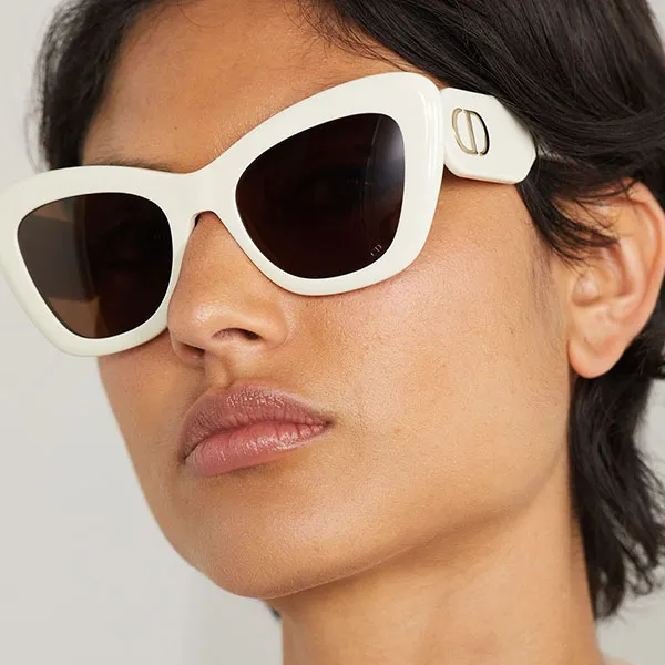 Kính Mát Nữ Dior Sunglasses Diorbobby B1u Cat-Eye Màu Trắng