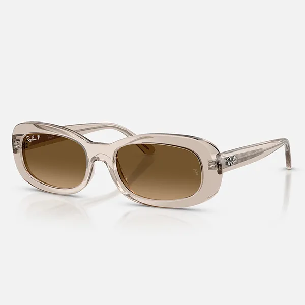 Kính Mát Unisex RayBan 0RB2221F 6827M2 Transparent Beige Gradient Brown Polarized Sunglasses Màu Nâu Be