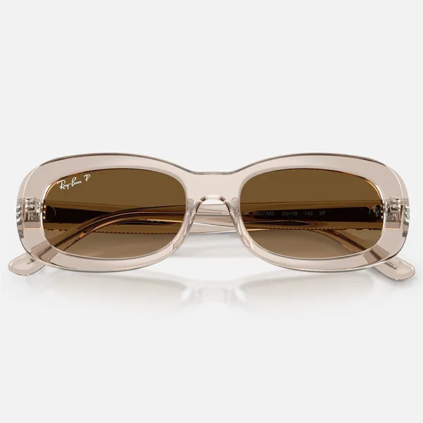 Kính Mát Unisex RayBan 0RB2221F 6827M2 Transparent Beige Gradient Brown Polarized Sunglasses Màu Nâu Be