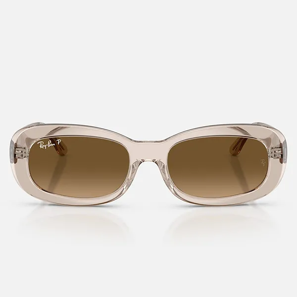 Kính Mát Unisex RayBan 0RB2221F 6827M2 Transparent Beige Gradient Brown Polarized Sunglasses Màu Nâu Be