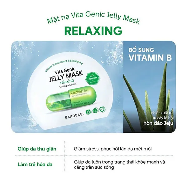 Mặt Nạ Hỗ Trợ Cấp Ẩm, Làm Dịu Da Banobagi Vita Genic Jelly Mask Relaxing