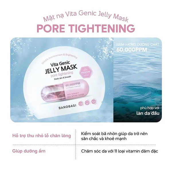Mặt Nạ Hỗ Trợ Thu Nhỏ Lỗ Chân Lông Và Kiểm Soát Dầu Nhờn Banobagi Vita Genic Jelly Mask Pore Tightening 30g