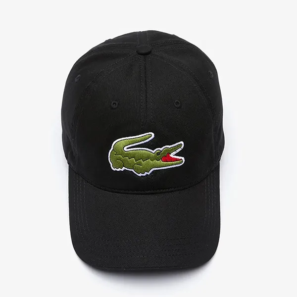Mũ Unisex Lacoste Contrast Strap And Oversized Crocodile Cap RK4711 Black Màu Đen