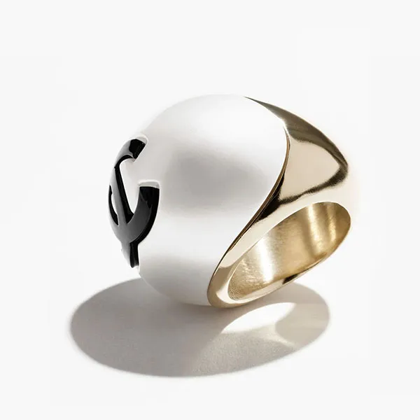 Nhẫn Nữ Chanel CC Ring Ring Màu Trắng Ngà Size 52