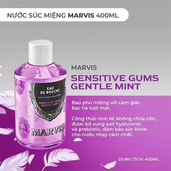 Nước Súc Miệng Marvis Eau De Bouche Sensitive Gums Gentle Mint 400ml