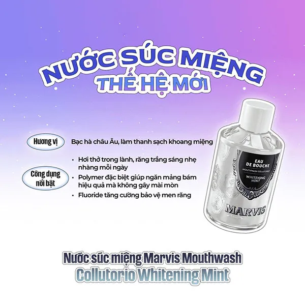 Nước Súc Miệng Marvis Eau De Bouche Whitening Mint 400ml