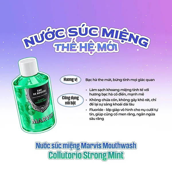 Nước Súc Miệng Marvis Mouthwash Strong Mint 400ml