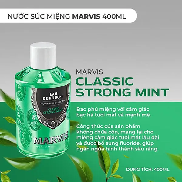 Nước Súc Miệng Marvis Mouthwash Strong Mint 400ml