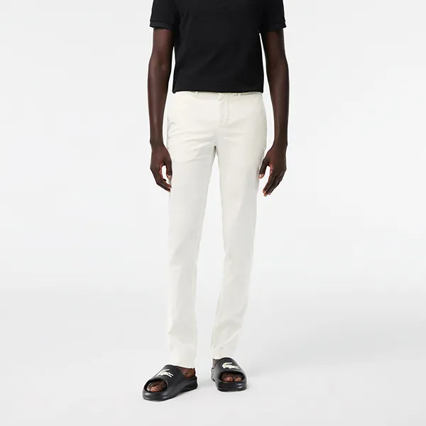 Quần Dài Nam Lacoste Men's Slim Fit Stretch Cotton Pants HH2661 70V Màu Trắng Size 38